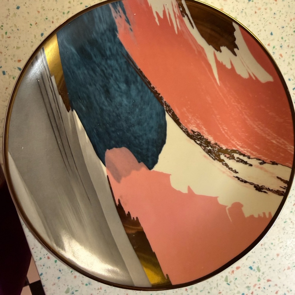 Set of four Abstract Multicolor Watercolor West Elm plates